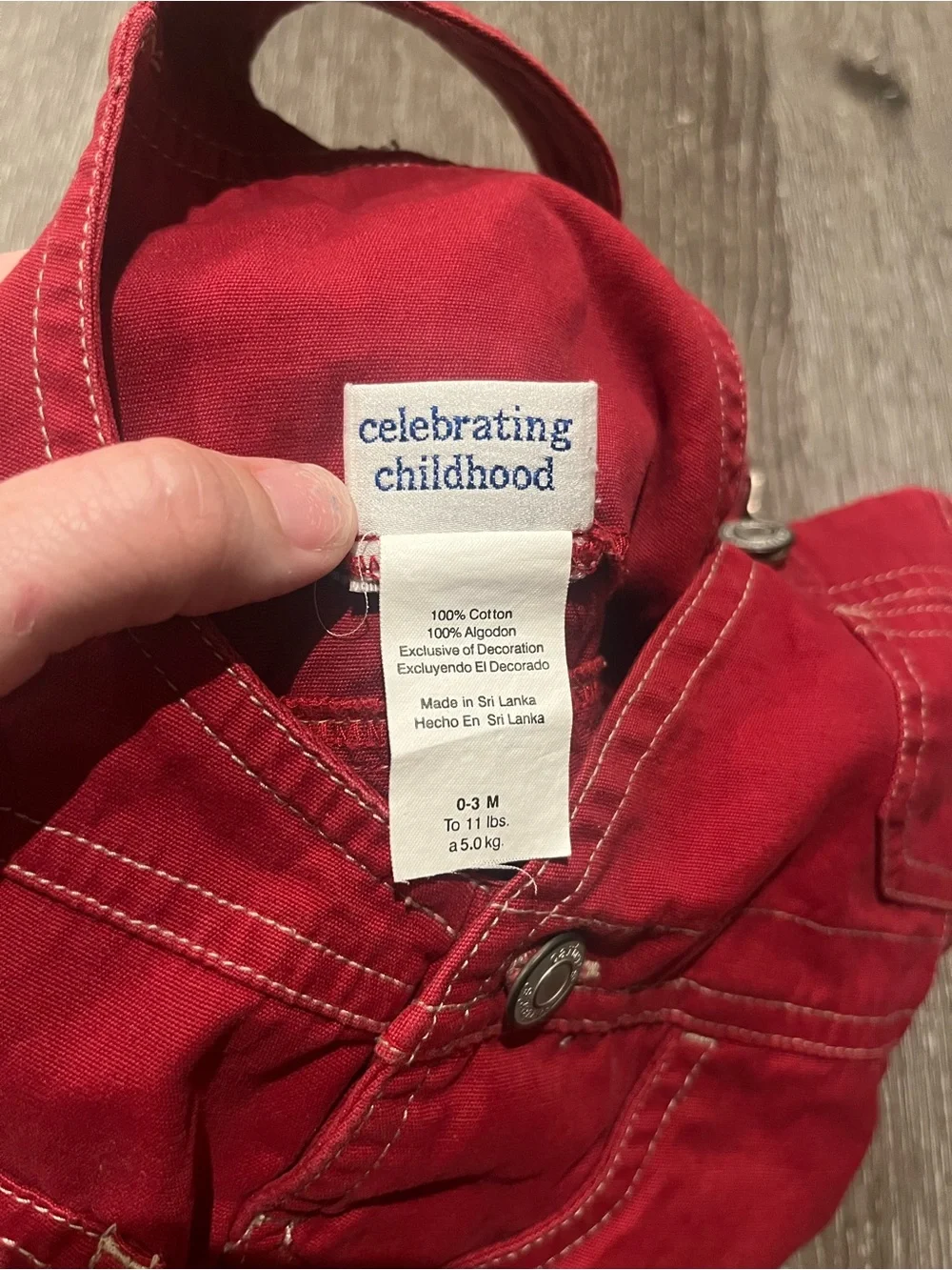 Vintage Carters Red Denim Overalls 90s Y2K Red Twill 0/3 Month (B4)